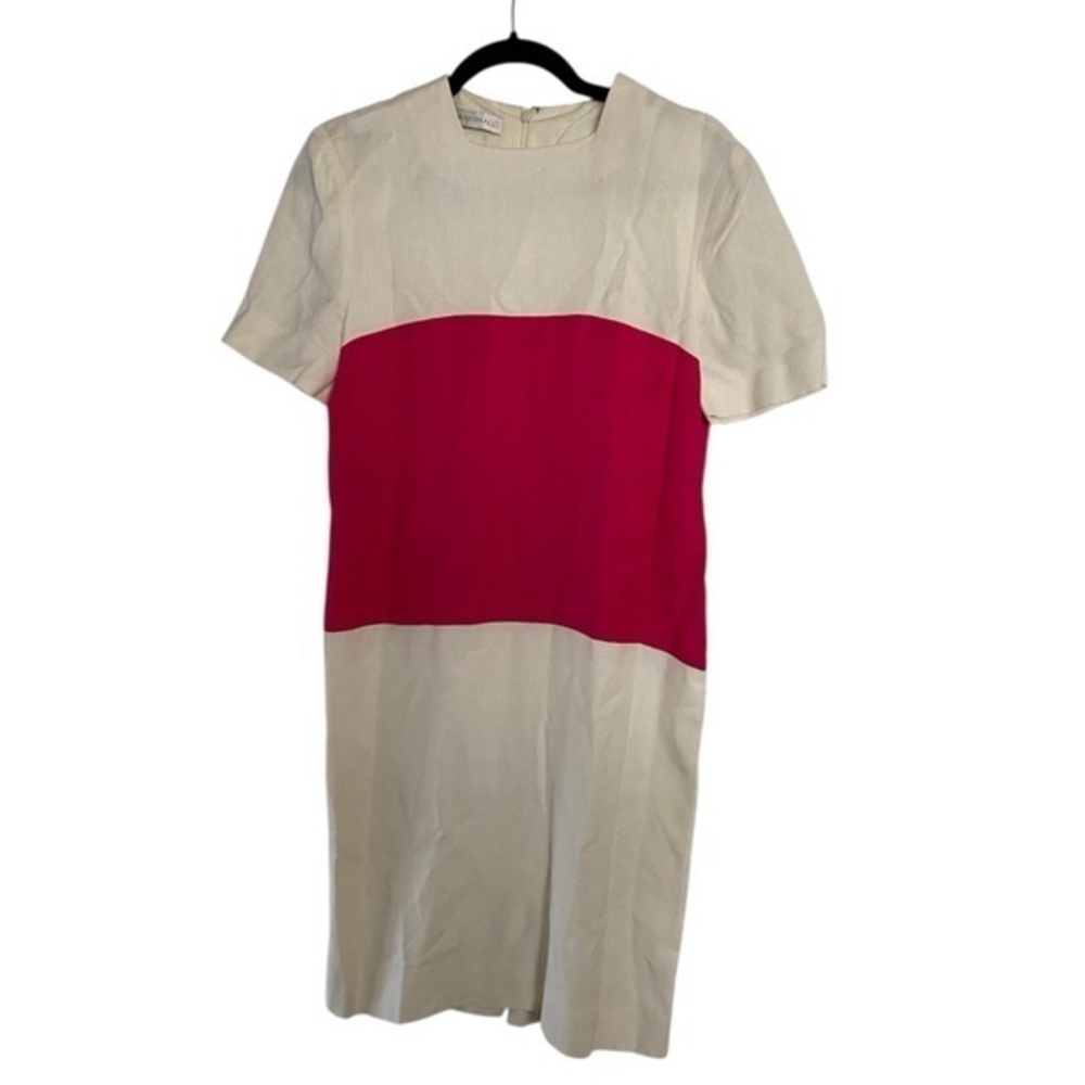 Vtg Ildi Marshall Pink White Colorblock Dress Womens Size 10 Preppy 80s 90s